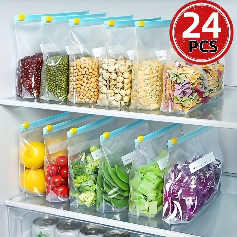24Pcs Reusable Ziplock Food St - Reusable Produce Bag recension och pris