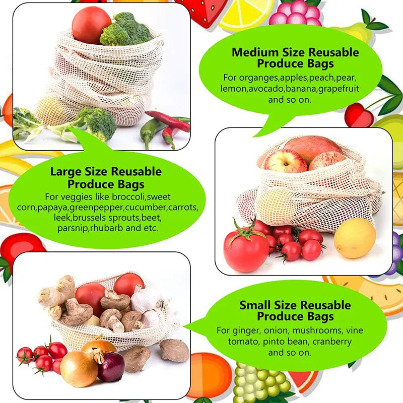 3 6 10pcs Reusable Produce Bag - Reusable Produce Bag recension och pris